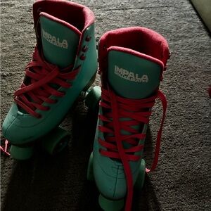 Impala Teal Roller Skates with Pink Accents